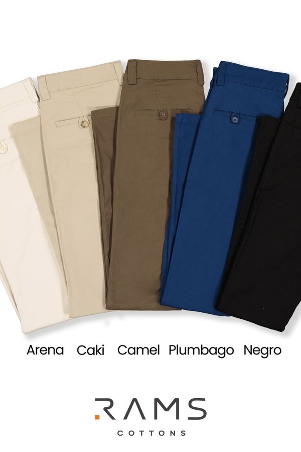 Pantalón Chino Color Azul Plúmbago Slim Fit De Algodón Para Hombre